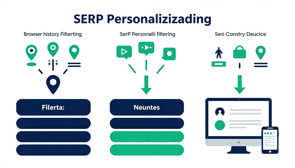 Workflow diagram comparing personalized Google results versus neutral country and device rank checks