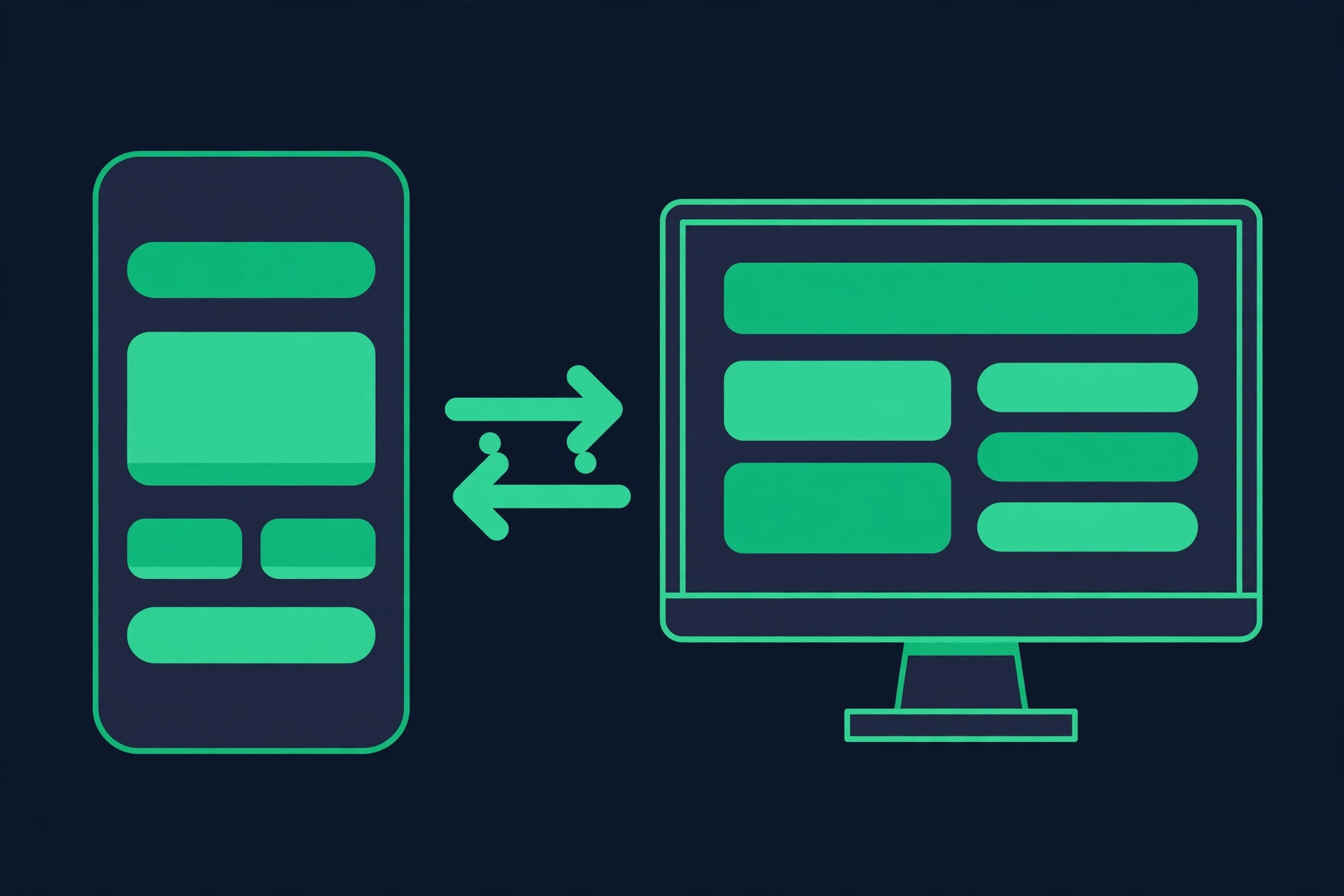 Smartphone and desktop monitor illustration showing mobile versus desktop SEO differences