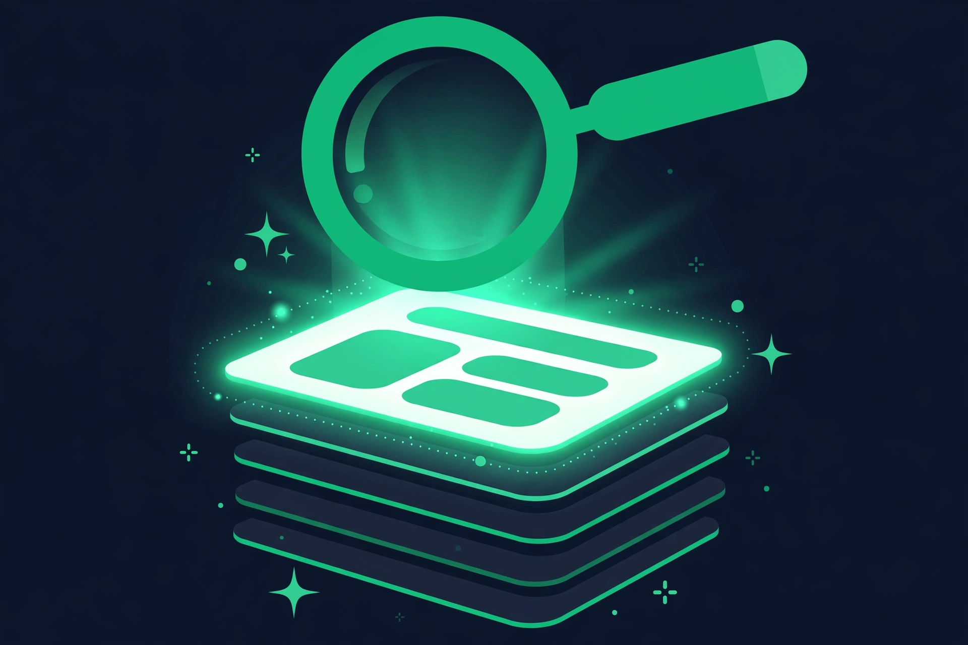 Magnifying glass over web pages illustration for checking Google indexation