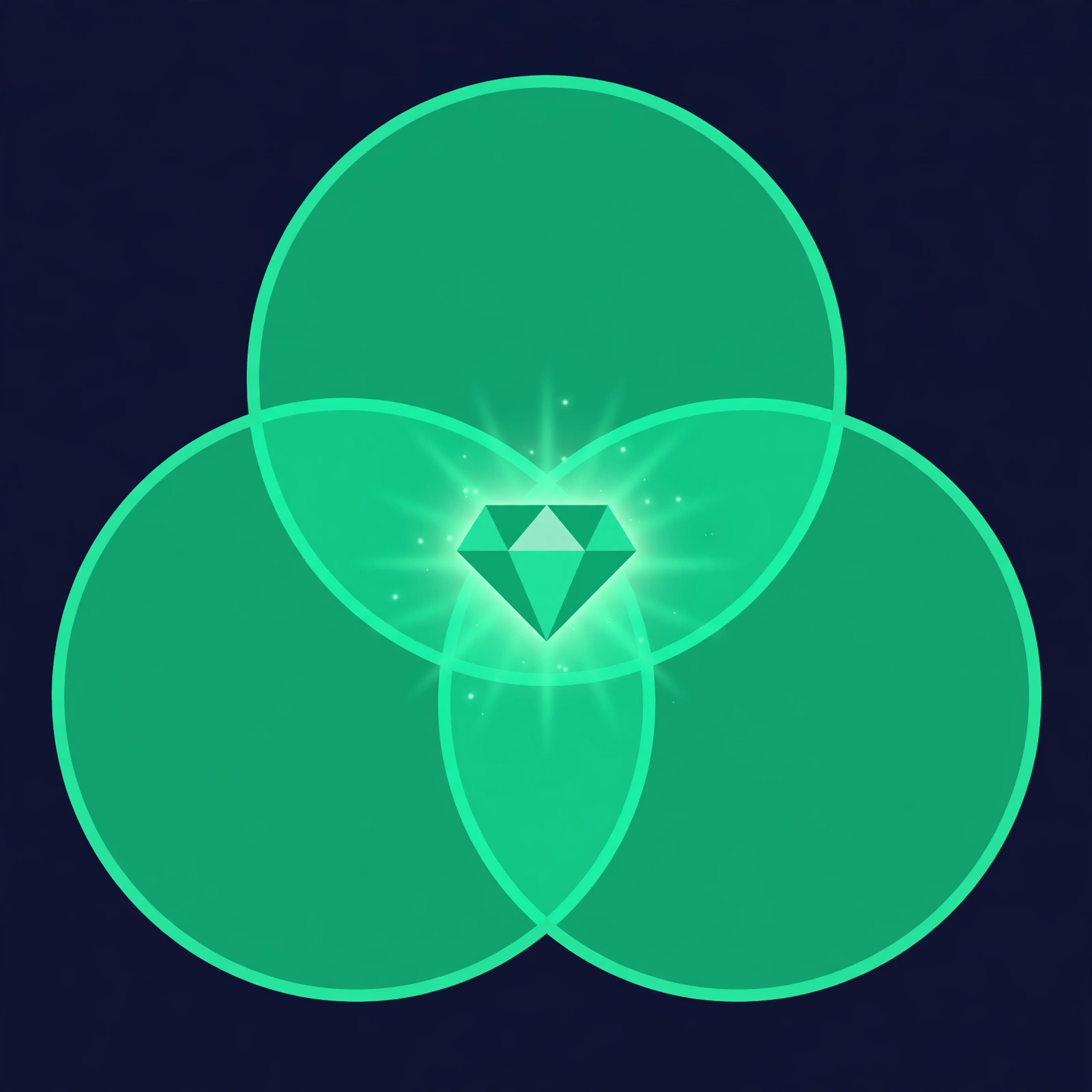 Venn diagram of difficulty, competition, and opportunity overlapping at the ideal keyword target