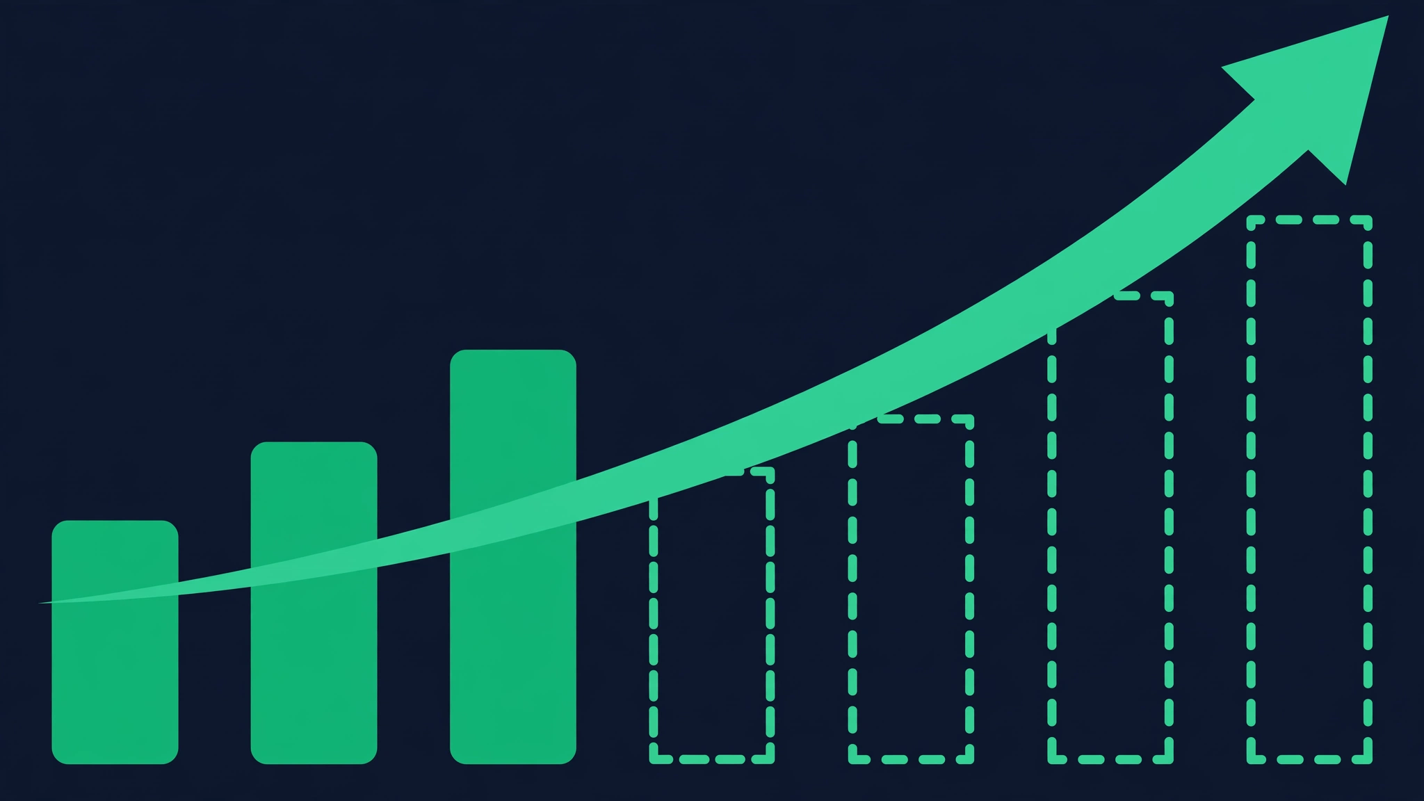 Bar chart with empty dashed slots showing missing keyword opportunities