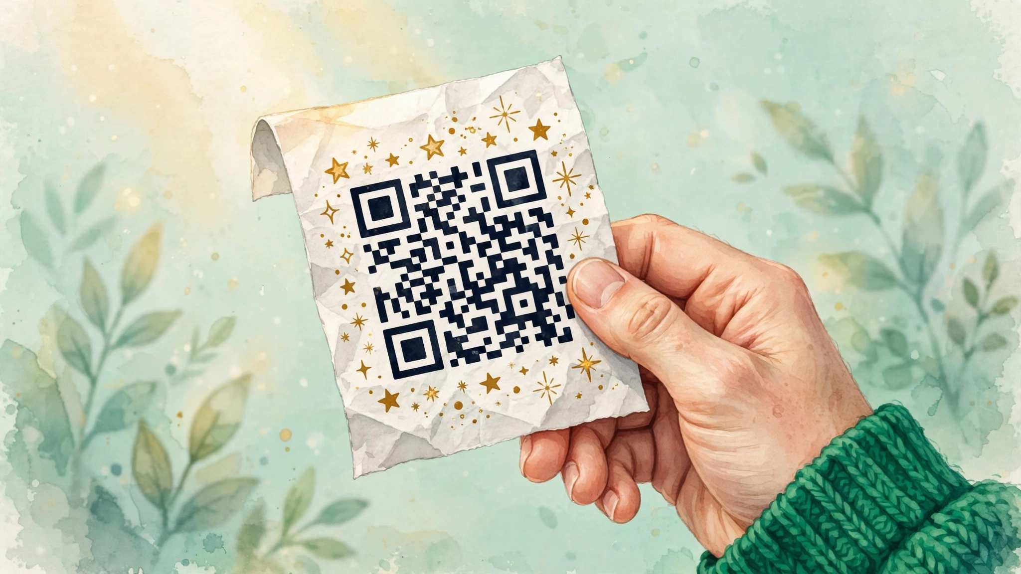 Close-up of a printed receipt with a QR code linking to the Google review page