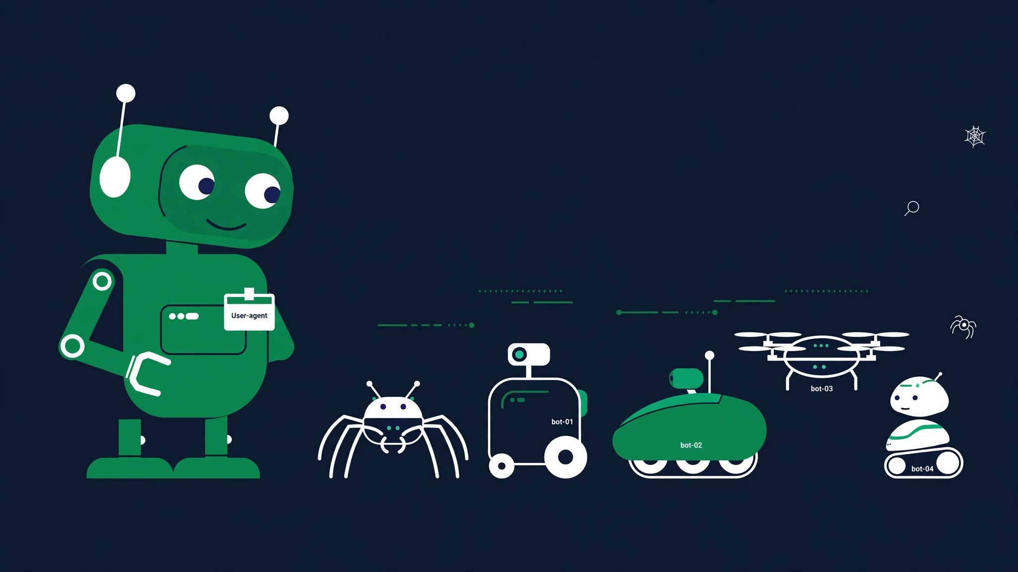 Diagram of robots.txt User-agent groups showing wildcard and specific crawler blocks