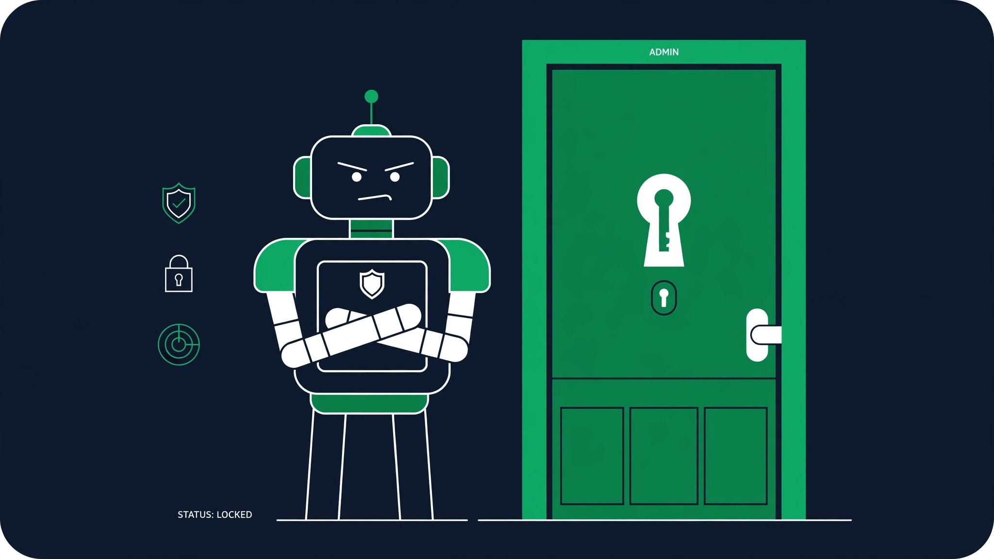 Robots.txt protecting admin login and staging areas, with password lock symbol for real security
