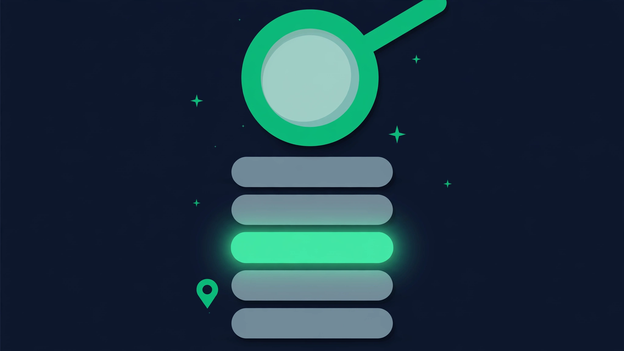 Illustration of a magnifying glass finding a website's position in Google search results